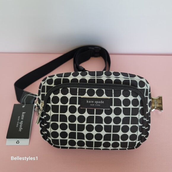 KATE SPADE Belt Bag Noel Jacquarded Printed Fabric Bag- Black Multi ⭐ - Picture 6 of 16